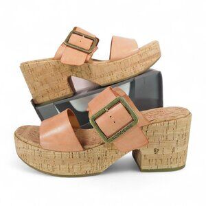Kork-Ease Taige Cork Platform Heeled Clogs Women's 10M Orange Tan KE0011019